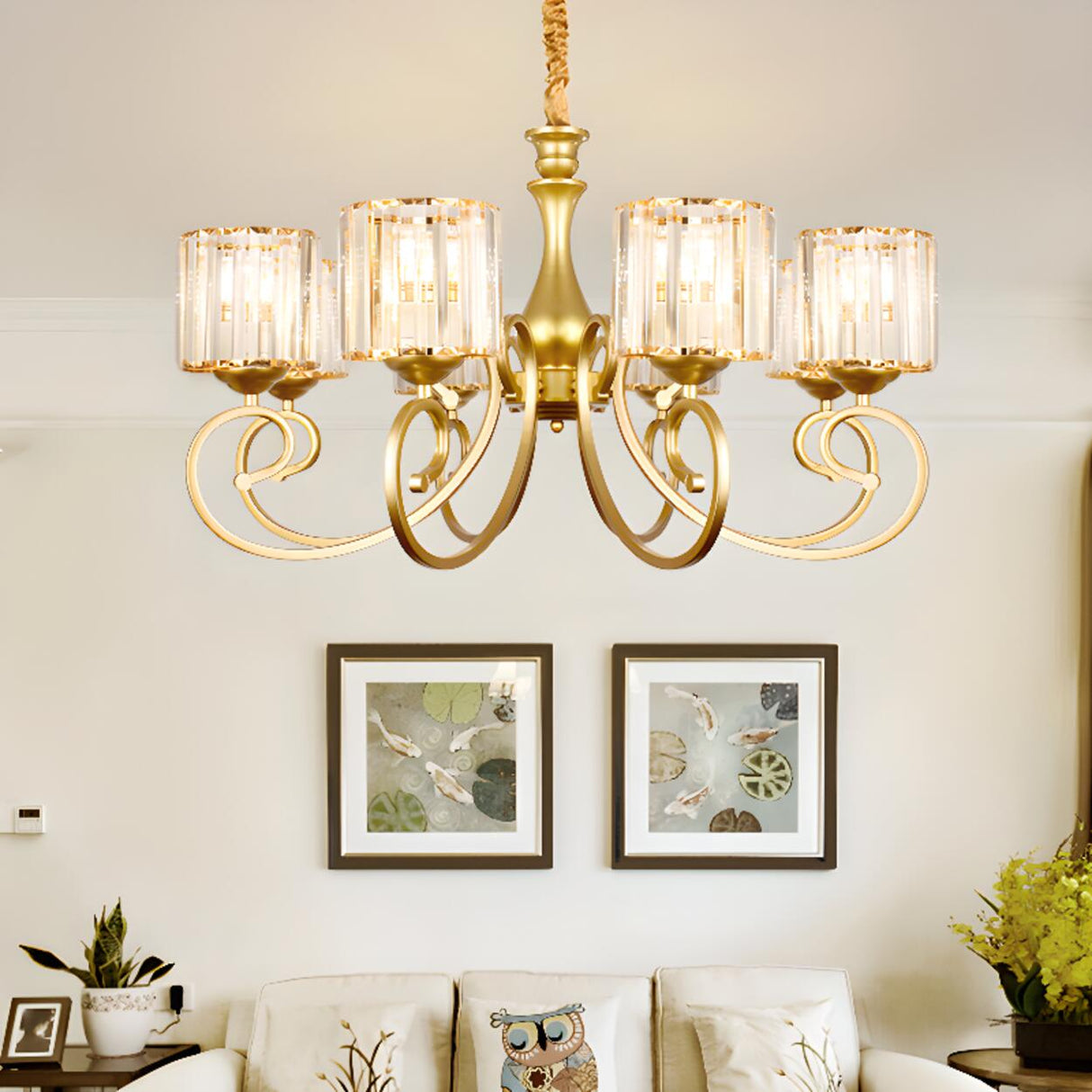 Elegant Chain Clear Glass Chandelier Adjustable Height Image - 3