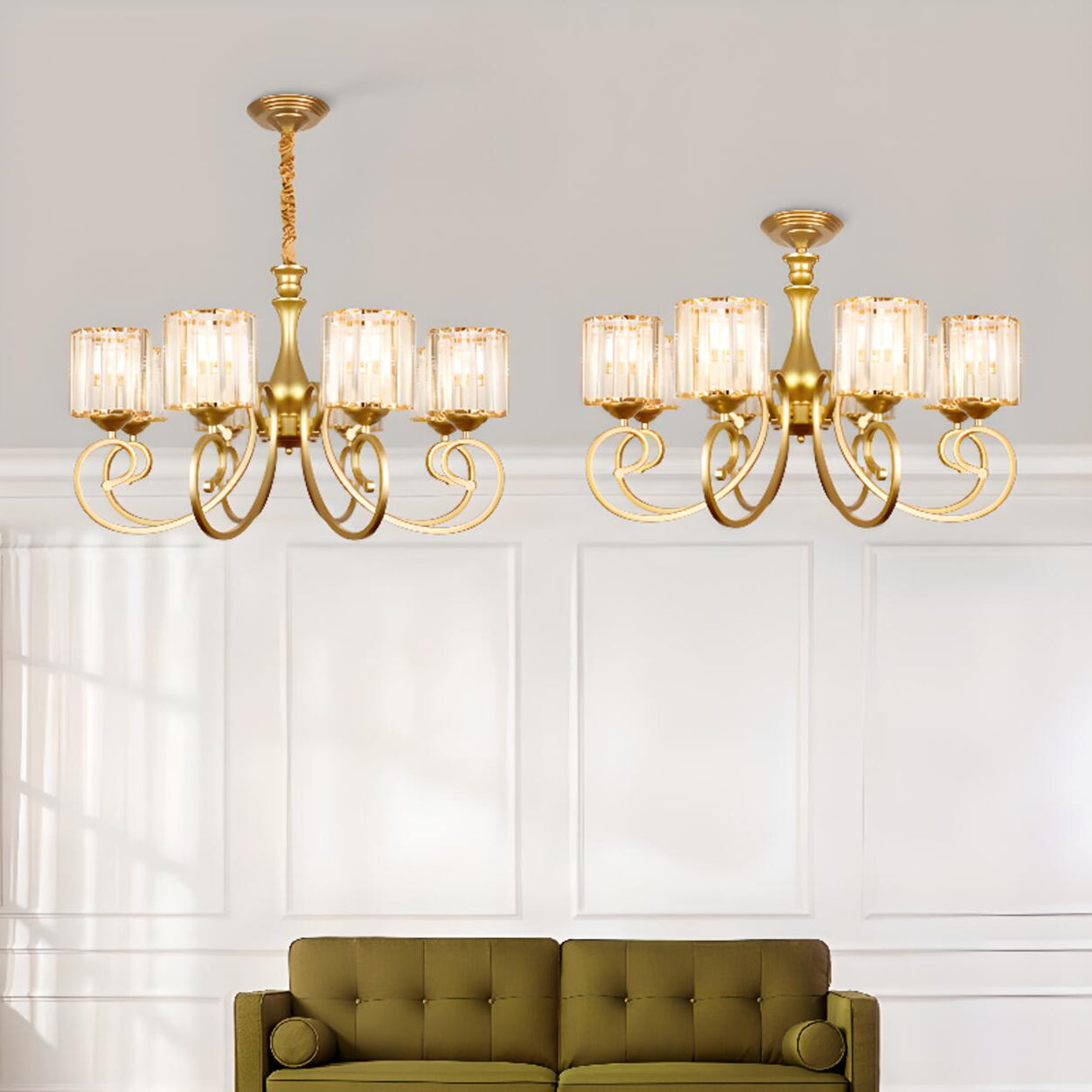 Elegant Chain Clear Glass Chandelier Adjustable Height Image - 33