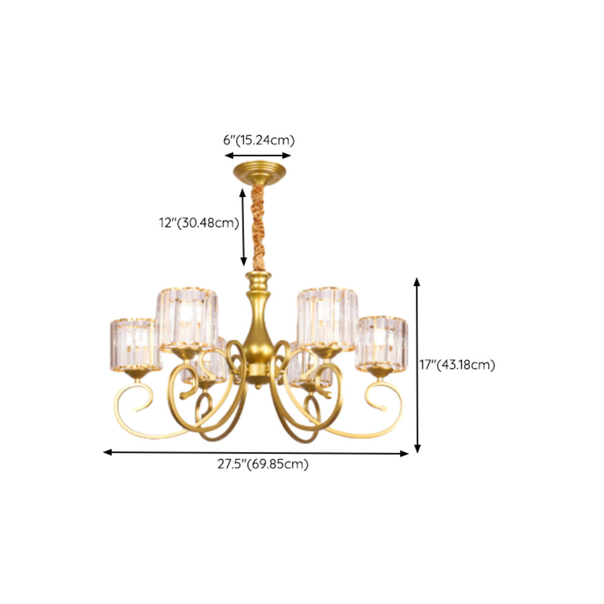 Elegant Chain Clear Glass Chandelier Adjustable Height Image - 45