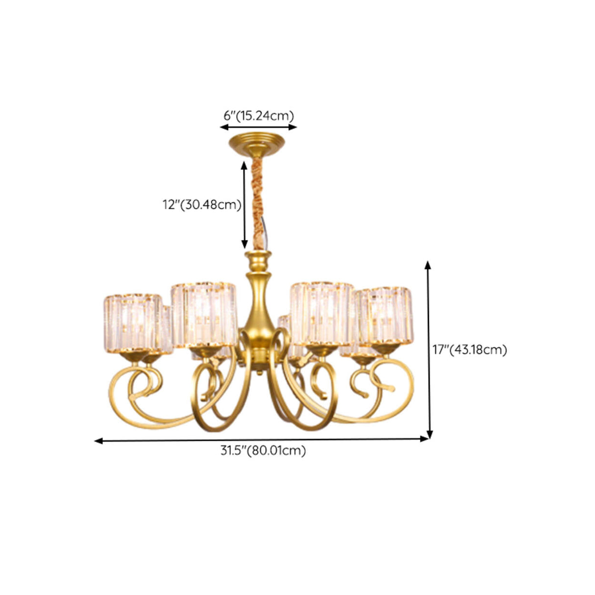 Elegant Chain Clear Glass Chandelier Adjustable Height Image - 46