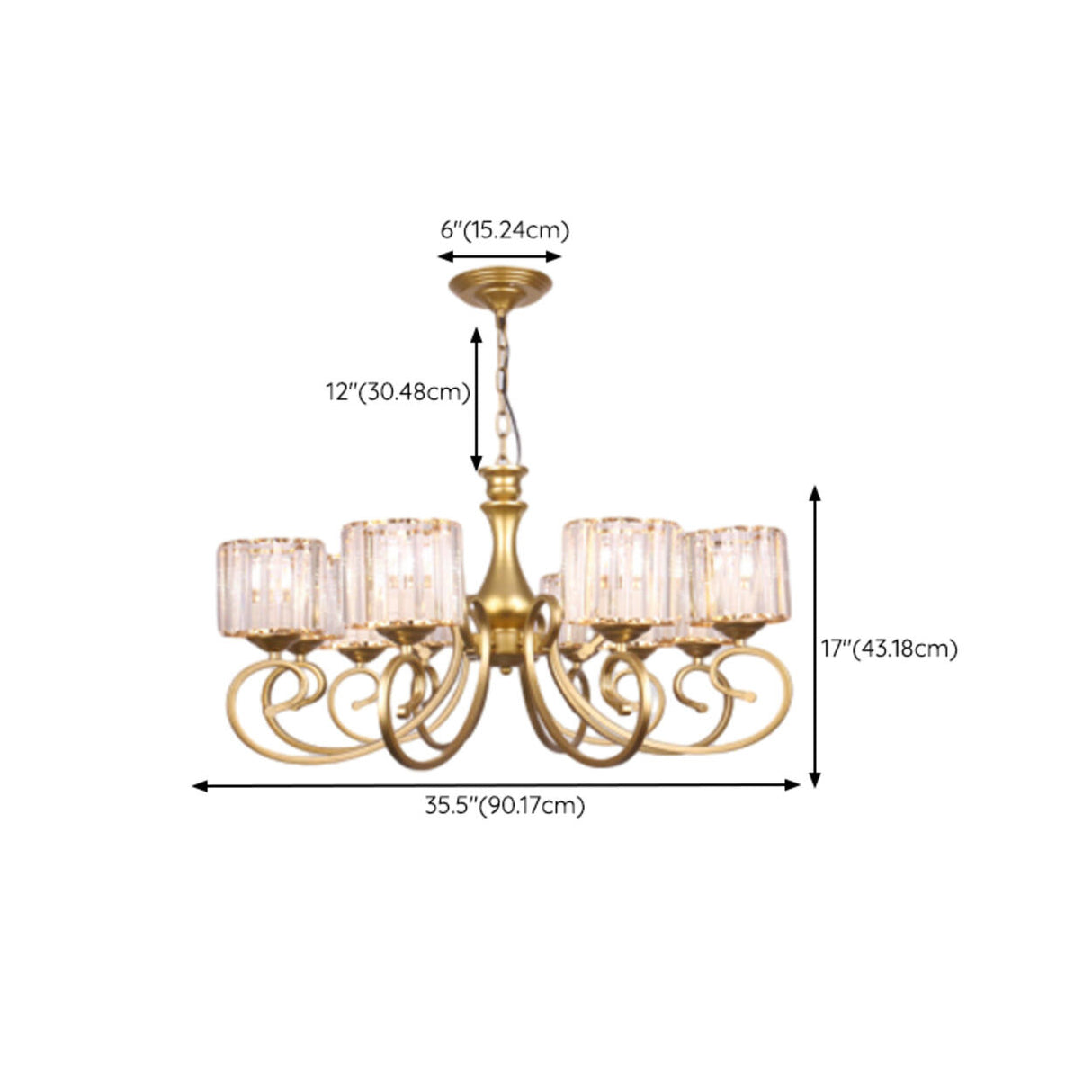 Elegant Chain Clear Glass Chandelier Adjustable Height Image - 47