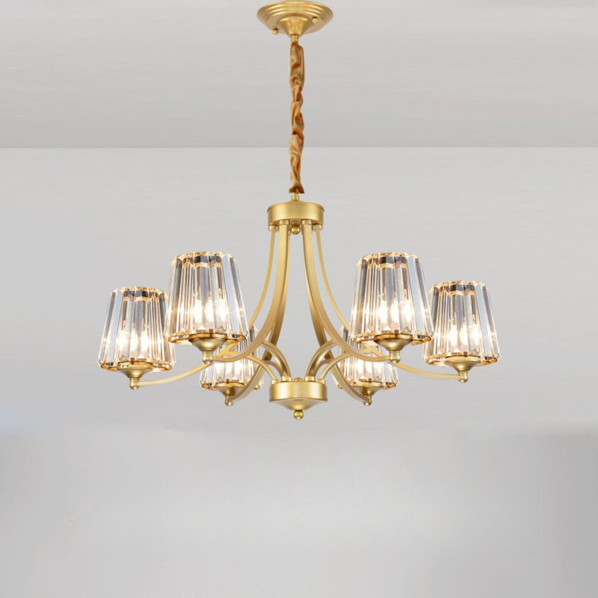 Elegant Chain Clear Glass Chandelier Adjustable Height Image - 6