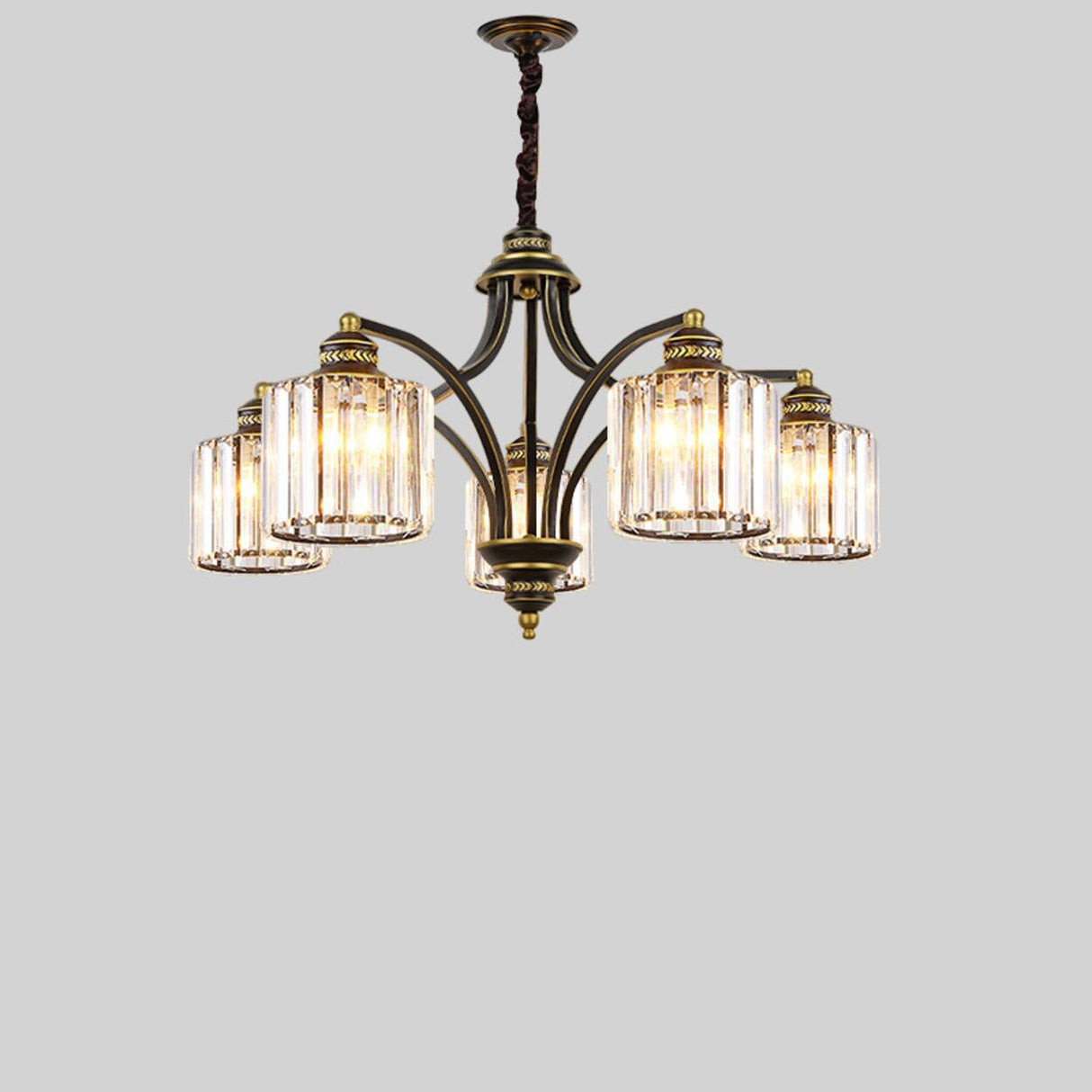 Elegant Chain Clear Glass Chandelier Adjustable Height Image - 7