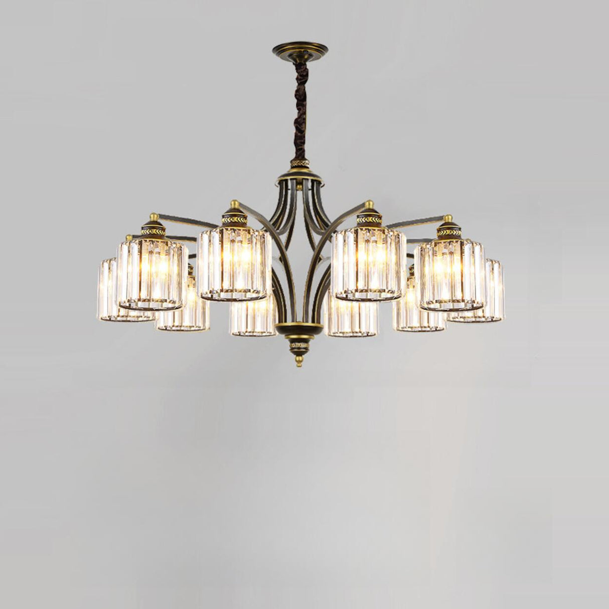 Elegant Chain Clear Glass Chandelier Adjustable Height Image - 8
