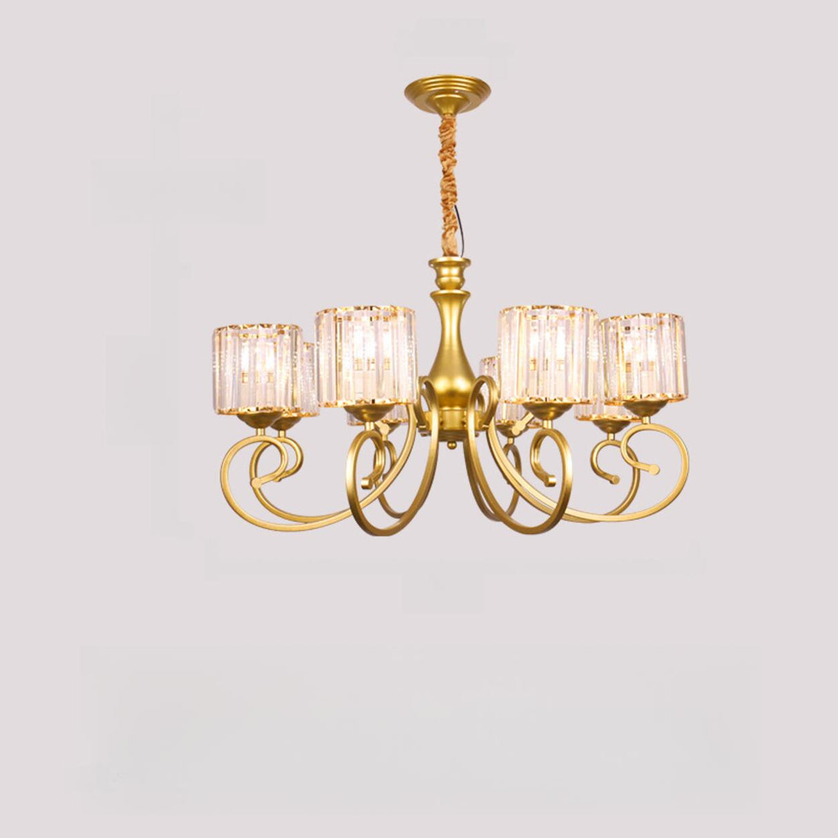 Elegant Chain Clear Glass Chandelier Adjustable Height Image - 9