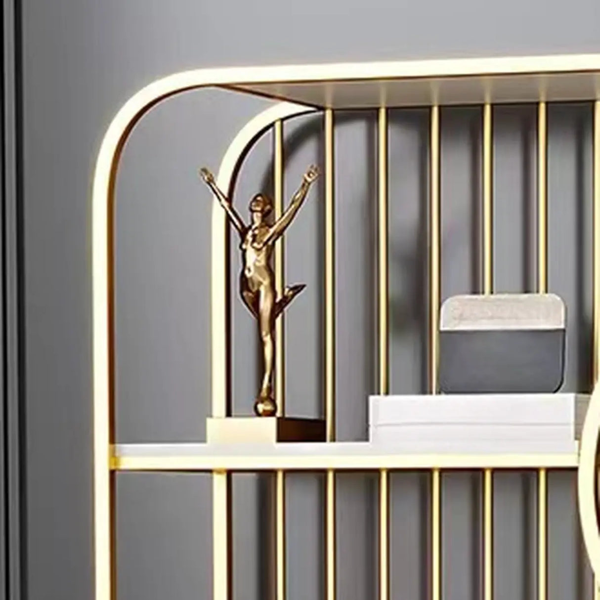 Elegant Chic Rectangle Metal Frame Open-Back Bookshelf Image - 15