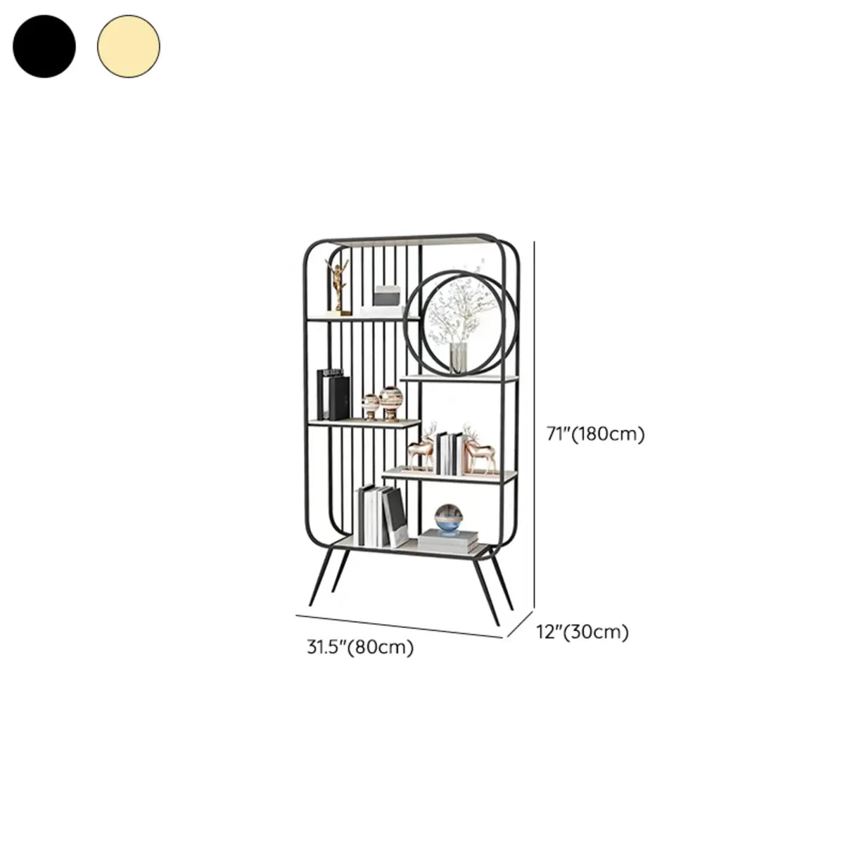 Elegant Chic Rectangle Metal Frame Open-Back Bookshelf Image - 20