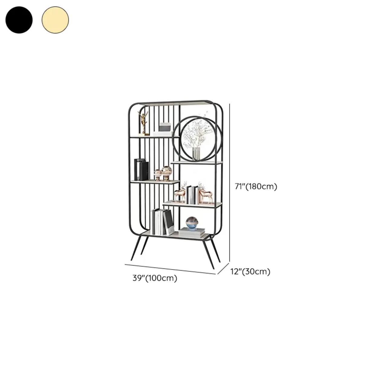 Elegant Chic Rectangle Metal Frame Open-Back Bookshelf Image - 21