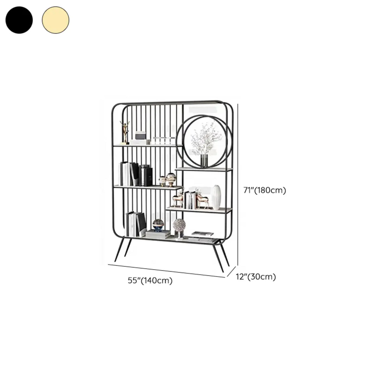 Elegant Chic Rectangle Metal Frame Open-Back Bookshelf Image - 23