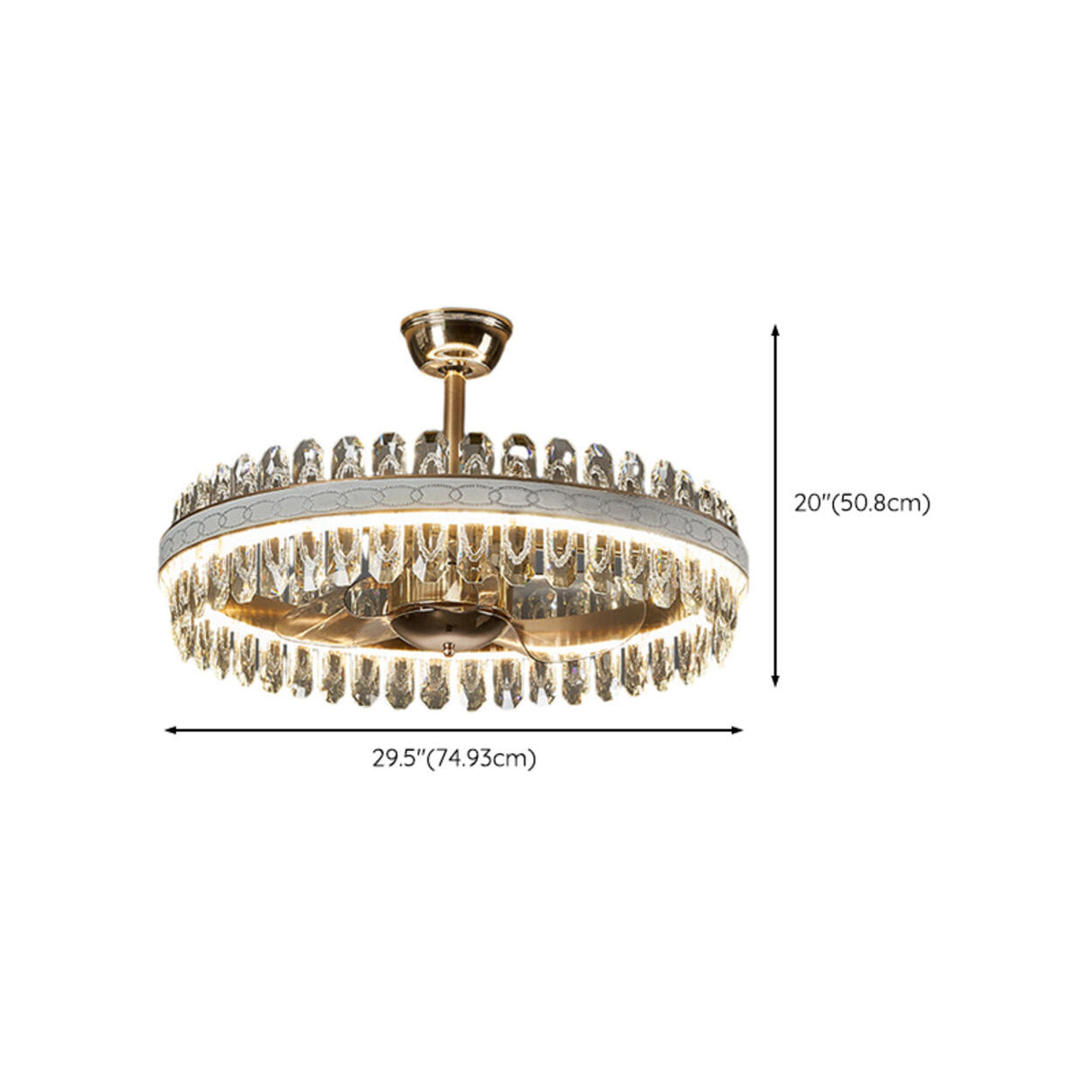 Elegant Circle Crystal Decor Down Rod Ceiling Fan Light