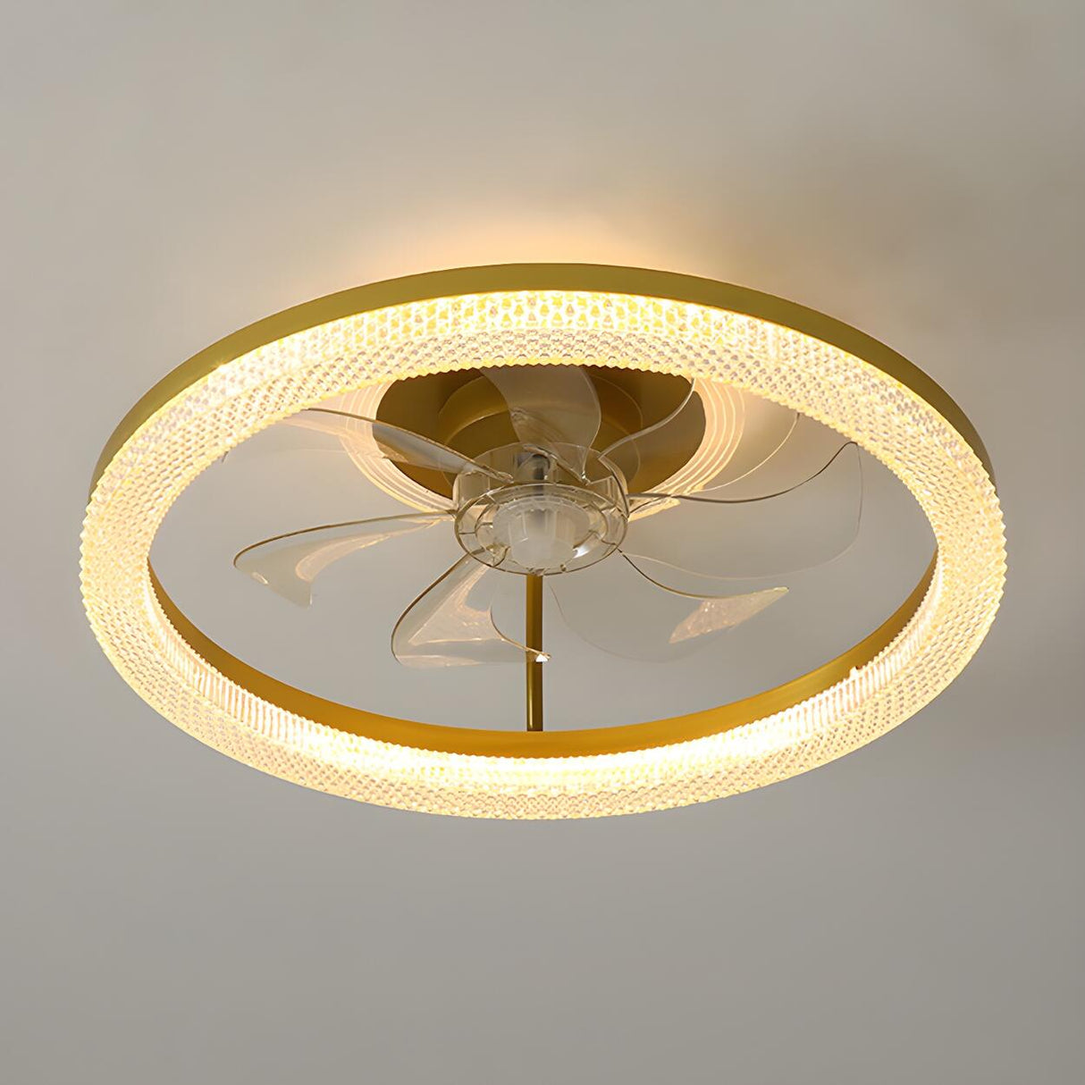 Elegant Circular 7-Blade Ceiling Fan with LED Light Image - 3