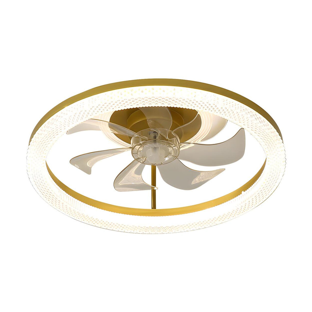 Elegant Circular 7-Blade Ceiling Fan with LED Light Image - 7