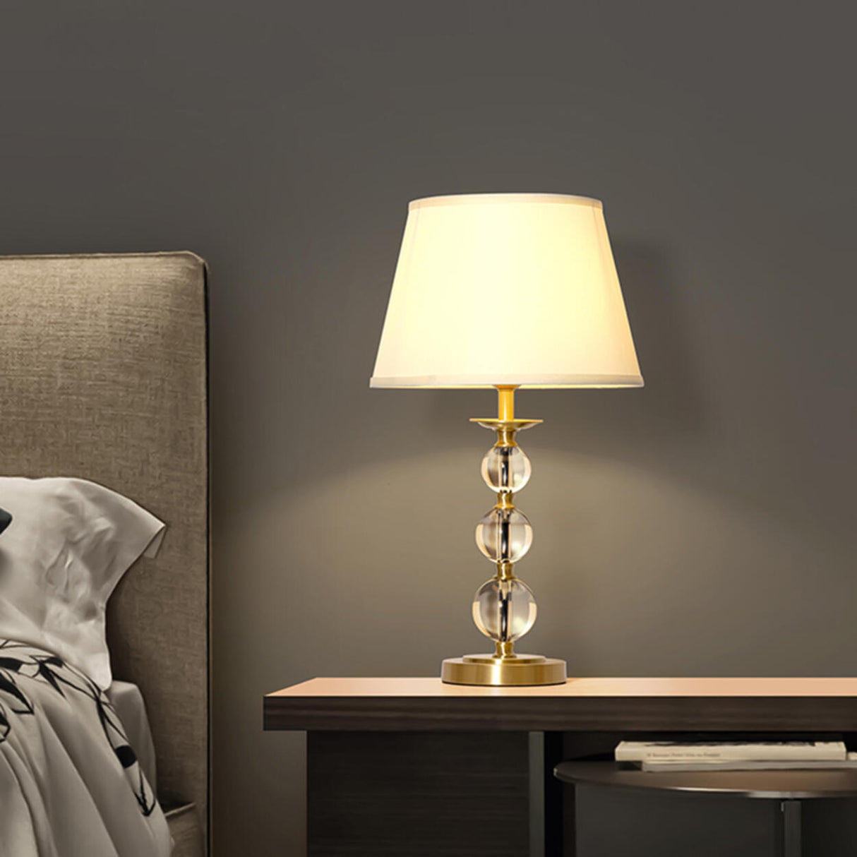 Elegant Conical Crystal Ball Base Decorative Table Lamp Image - 1