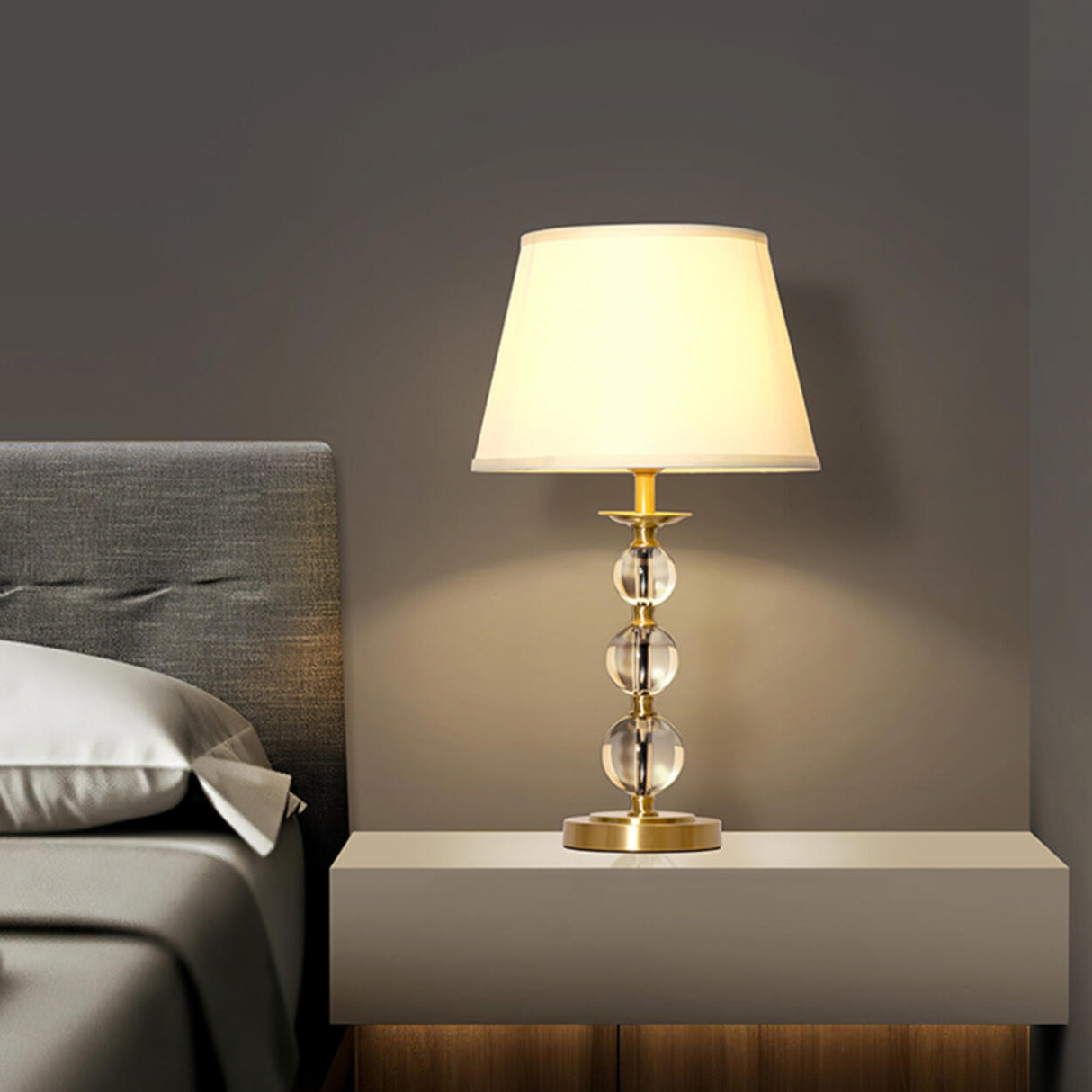 Elegant Conical Crystal Ball Base Decorative Table Lamp Image - 4