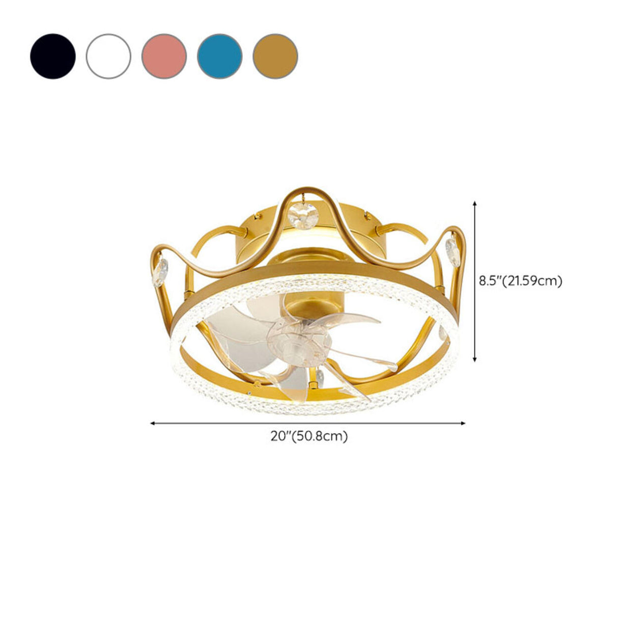 Elegant Crown Geometric Ceiling Fan with LED Light