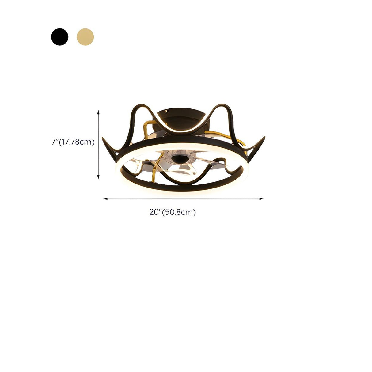 Elegant Crown Shape Flush Modern Ceiling Fan with Light