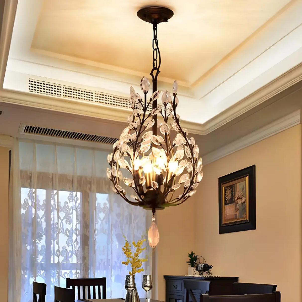 Elegant Crystal Branch Chandelier Light for Dining Room Image - 1