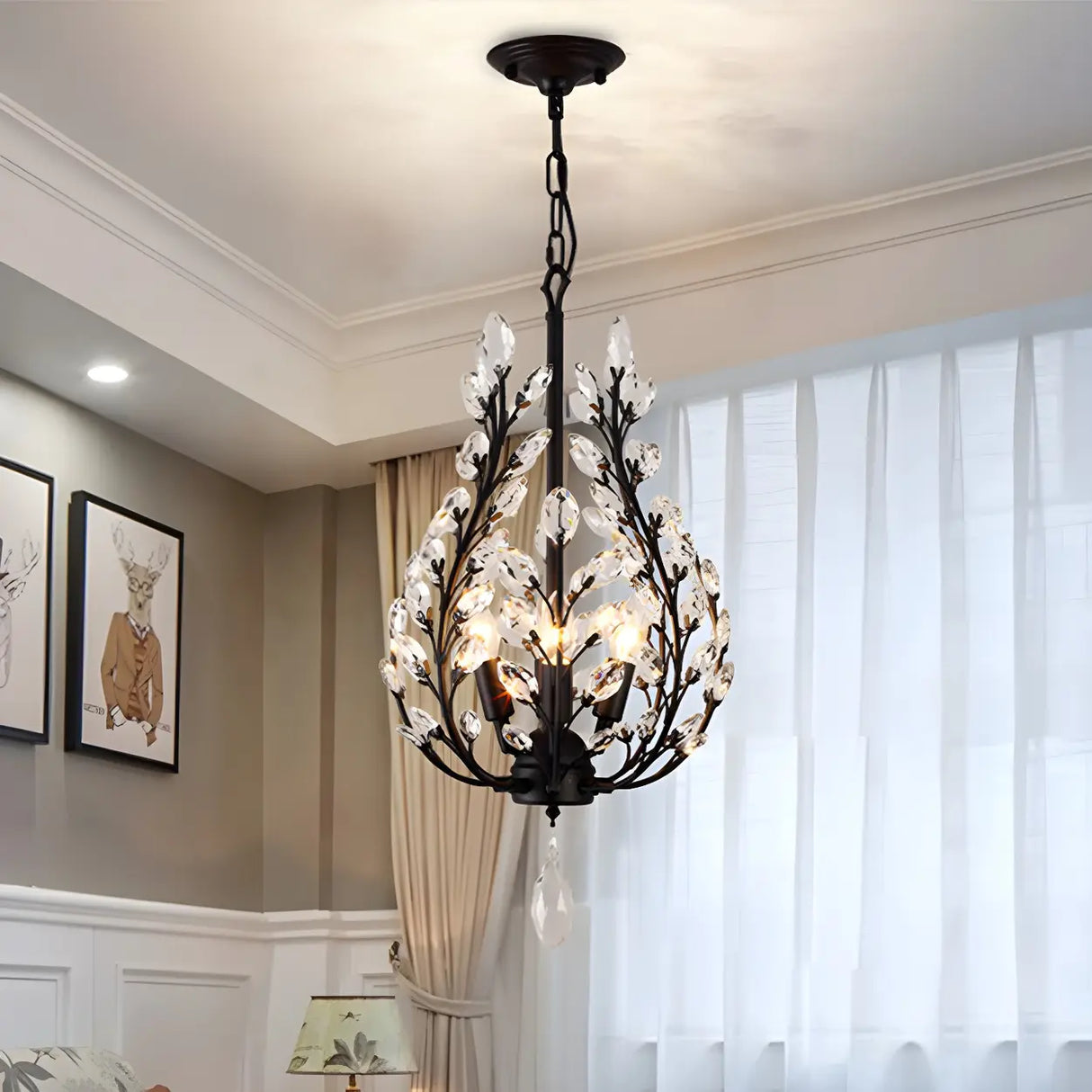 Elegant Crystal Branch Chandelier Light for Dining Room Image - 2
