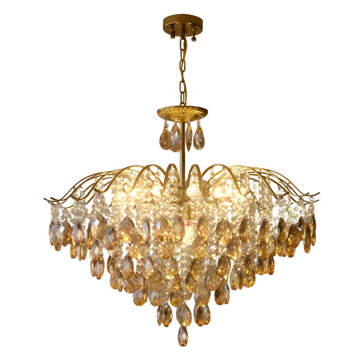 Elegant Crystal Chandelier with Golden Frame, 5 Lights Image - 10
