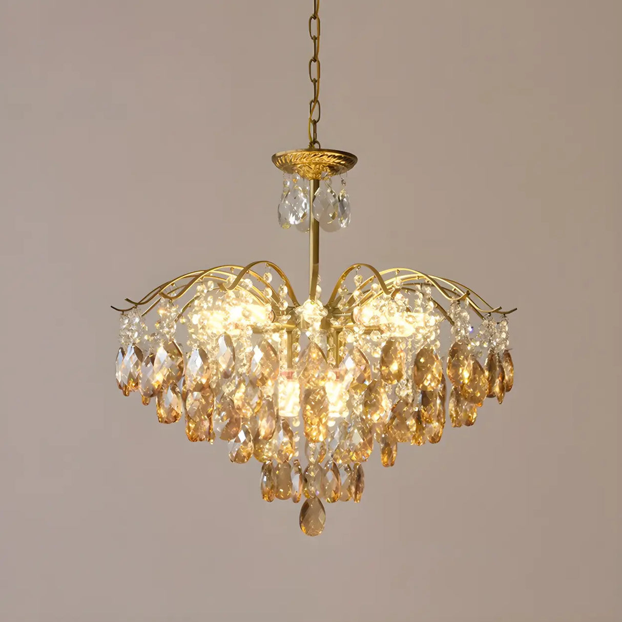Elegant Crystal Chandelier with Golden Frame, 5 Lights Image - 11