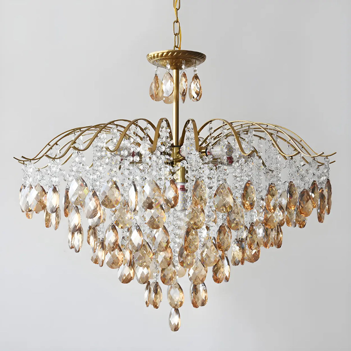 Elegant Crystal Chandelier with Golden Frame, 5 Lights Image - 12
