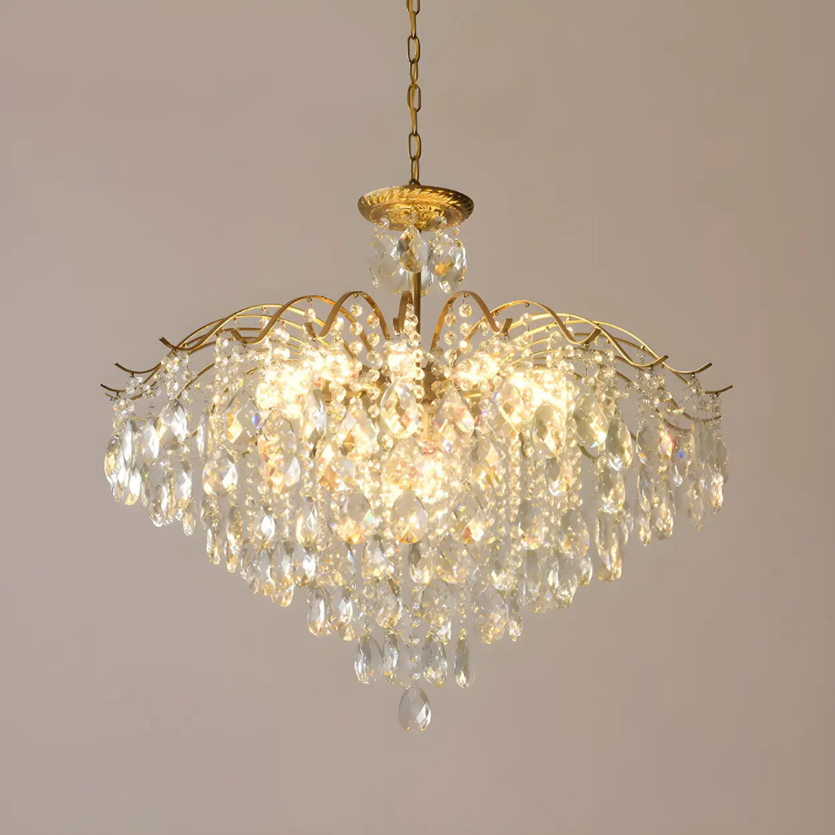 Elegant Crystal Chandelier with Golden Frame, 5 Lights Image - 13
