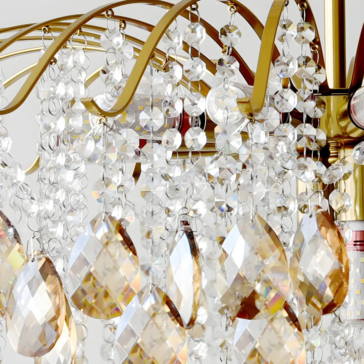 Elegant Crystal Chandelier with Golden Frame, 5 Lights Image - 14