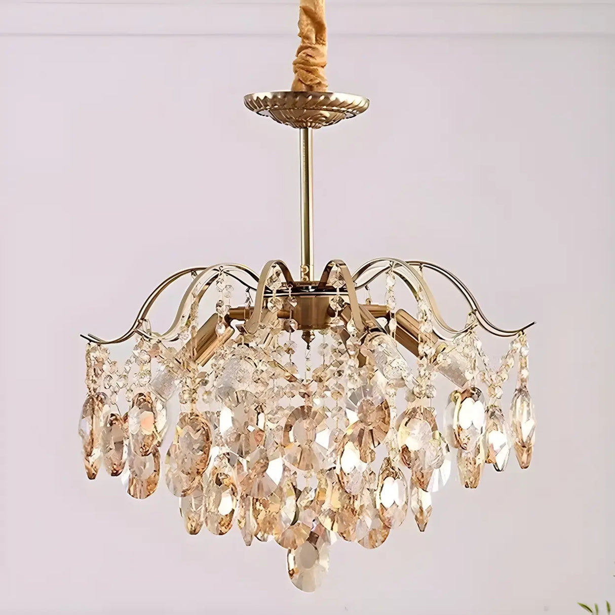 Elegant Crystal Chandelier with Golden Frame, 5 Lights Image - 18