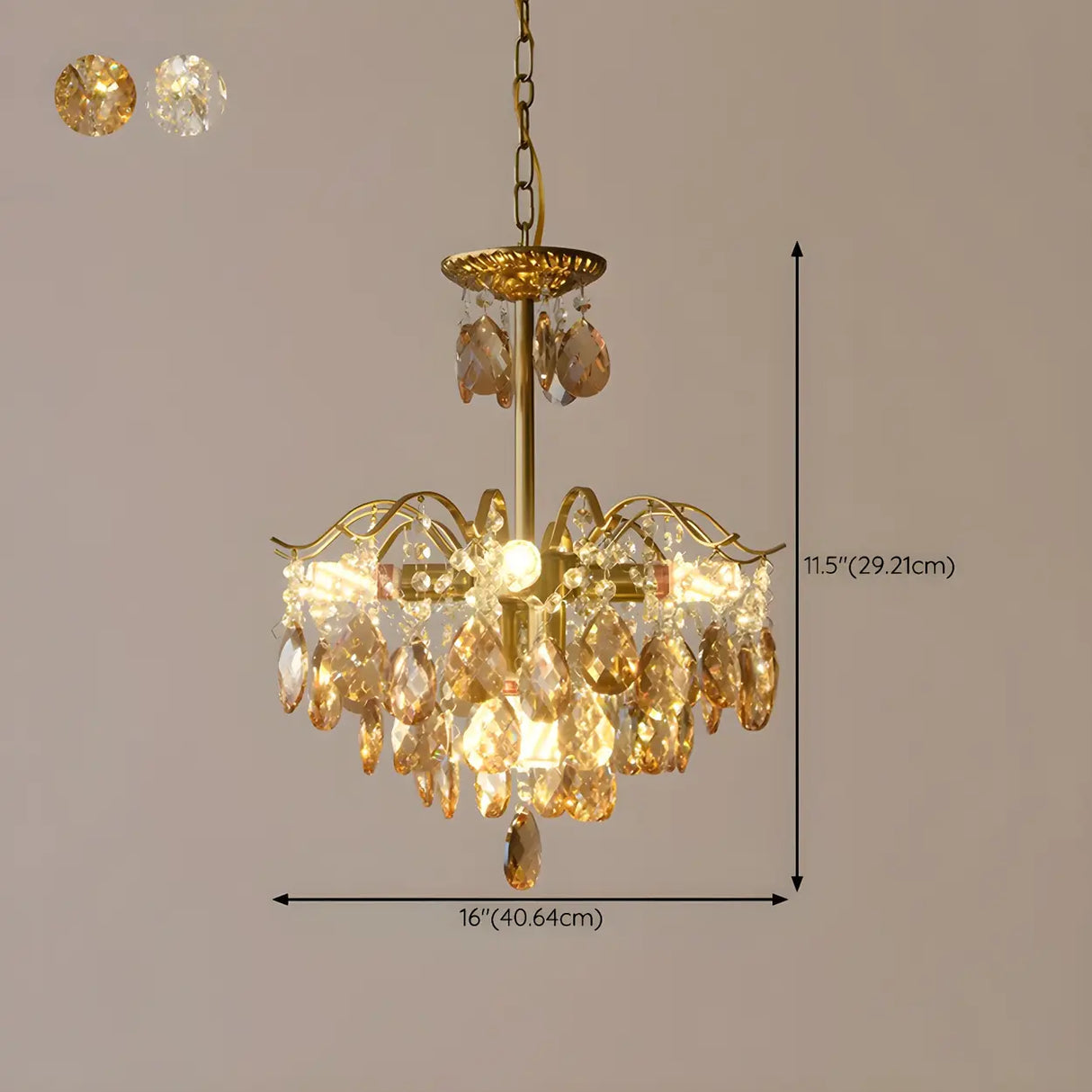 Elegant Crystal Chandelier with Golden Frame, 5 Lights