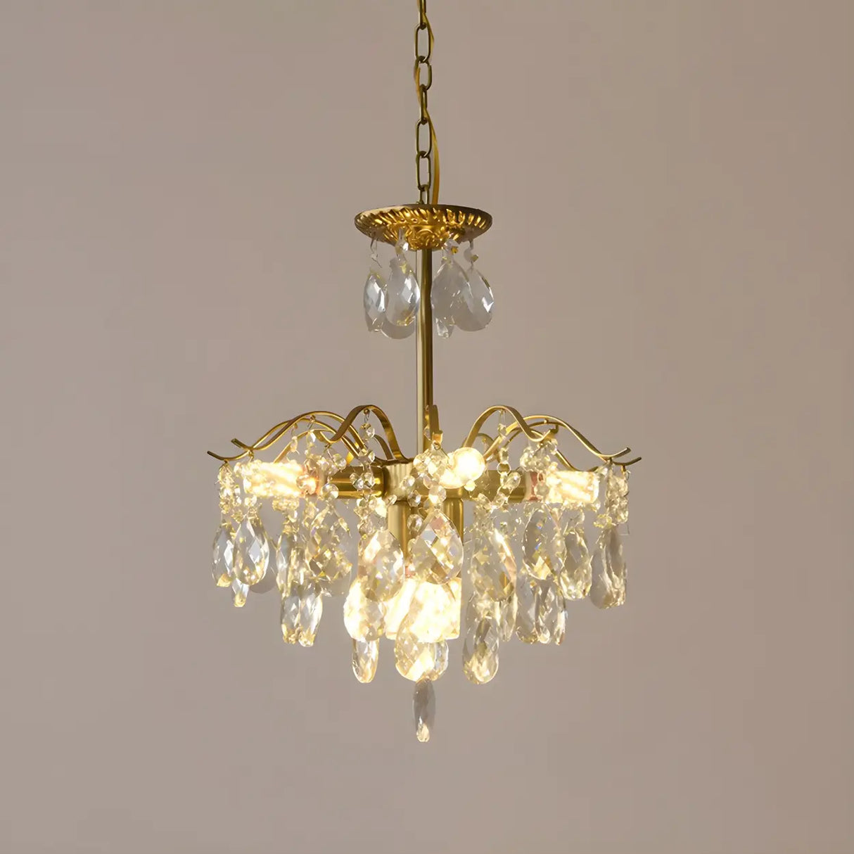 Elegant Crystal Chandelier with Golden Frame, 5 Lights Image - 2
