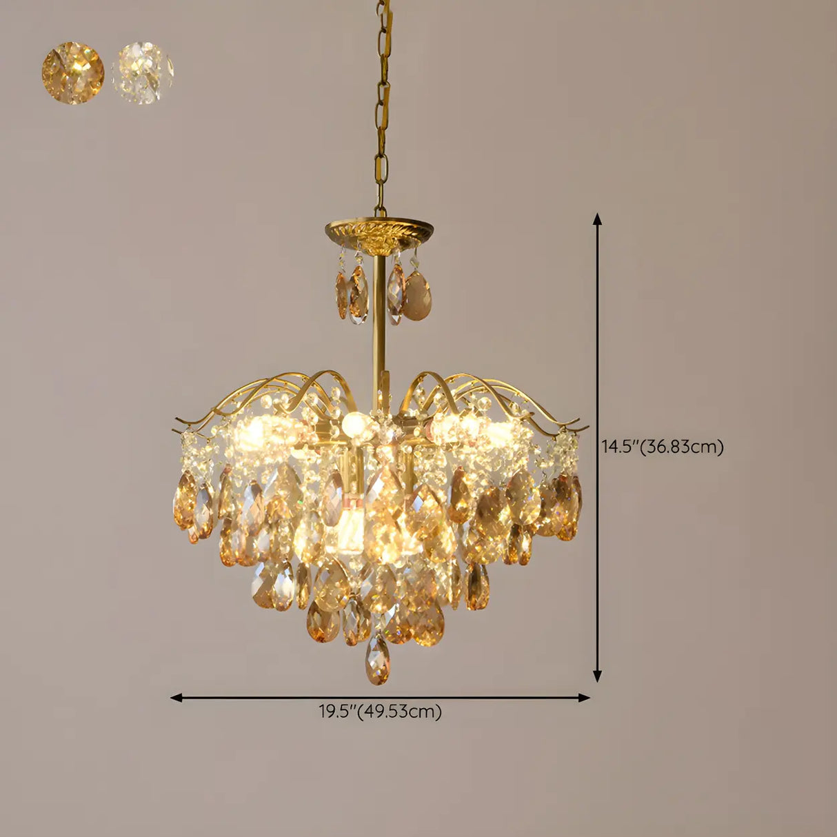Elegant Crystal Chandelier with Golden Frame, 5 Lights Image - 20