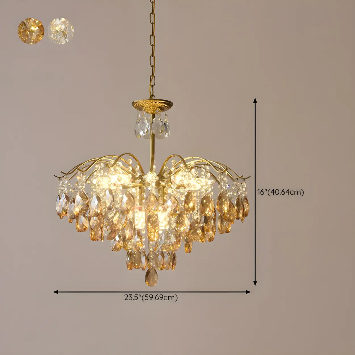 Elegant Crystal Chandelier with Golden Frame, 5 Lights Image - 21
