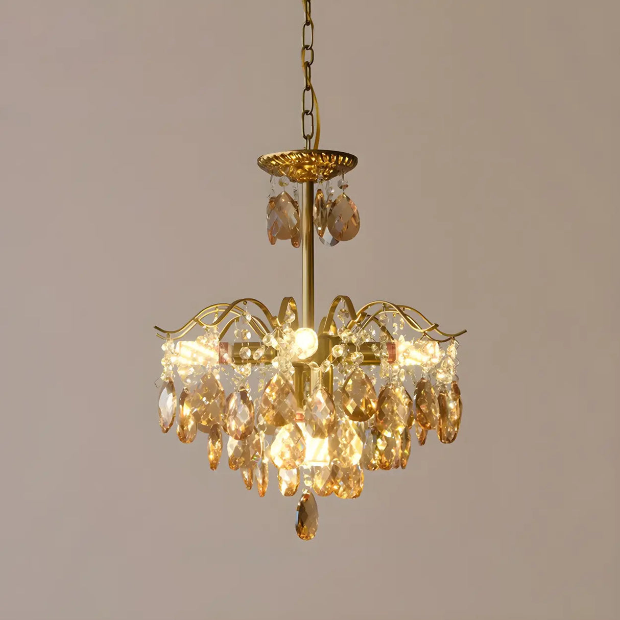 Elegant Crystal Chandelier with Golden Frame, 5 Lights Image - 3