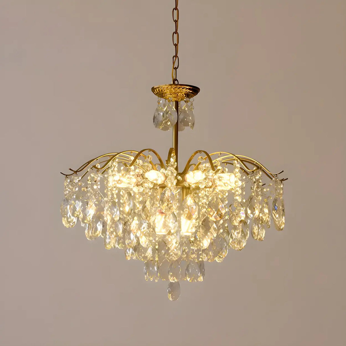 Elegant Crystal Chandelier with Golden Frame, 5 Lights Image - 9