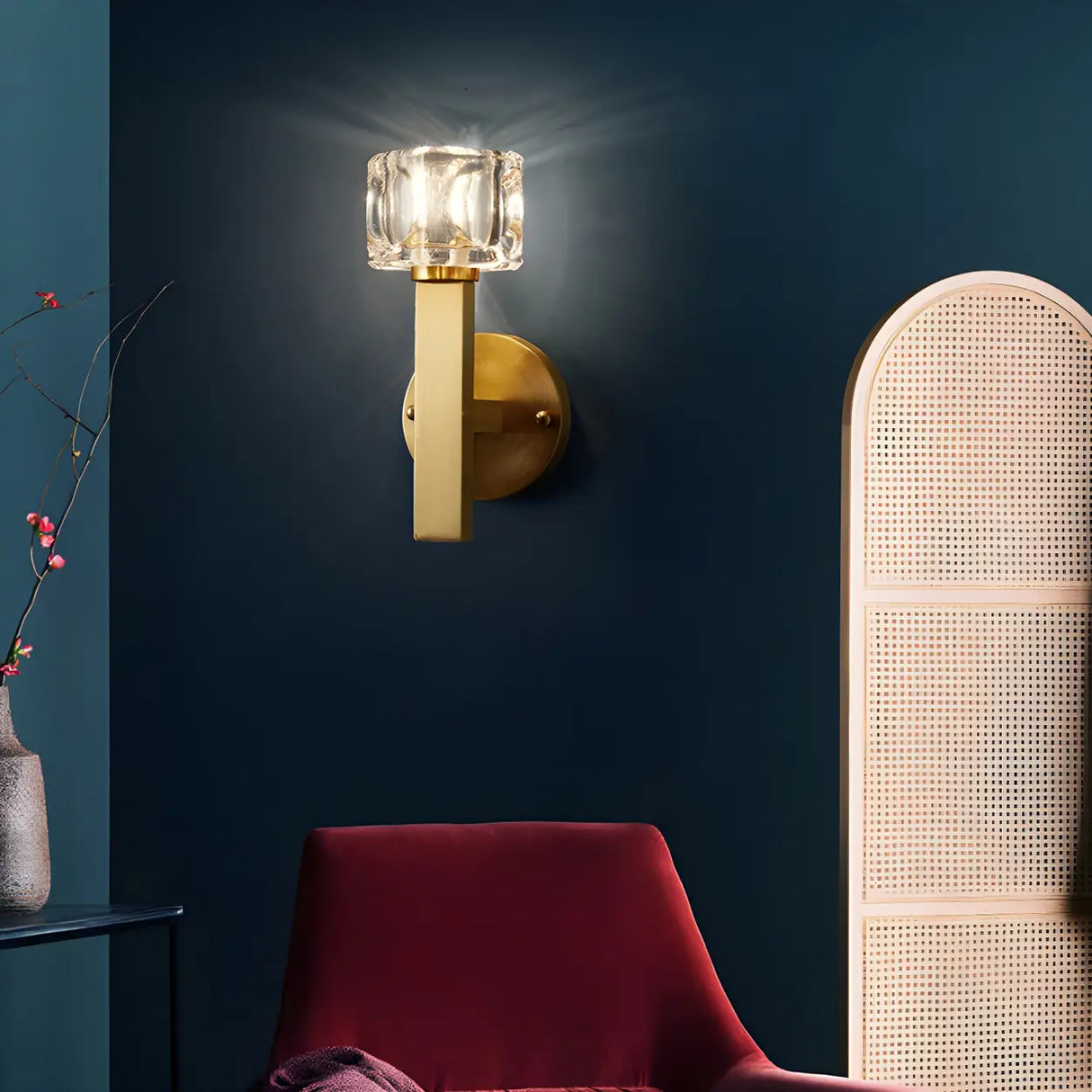 Elegant Crystal Glass Gold LED Vanity Light Fixture Image - 14