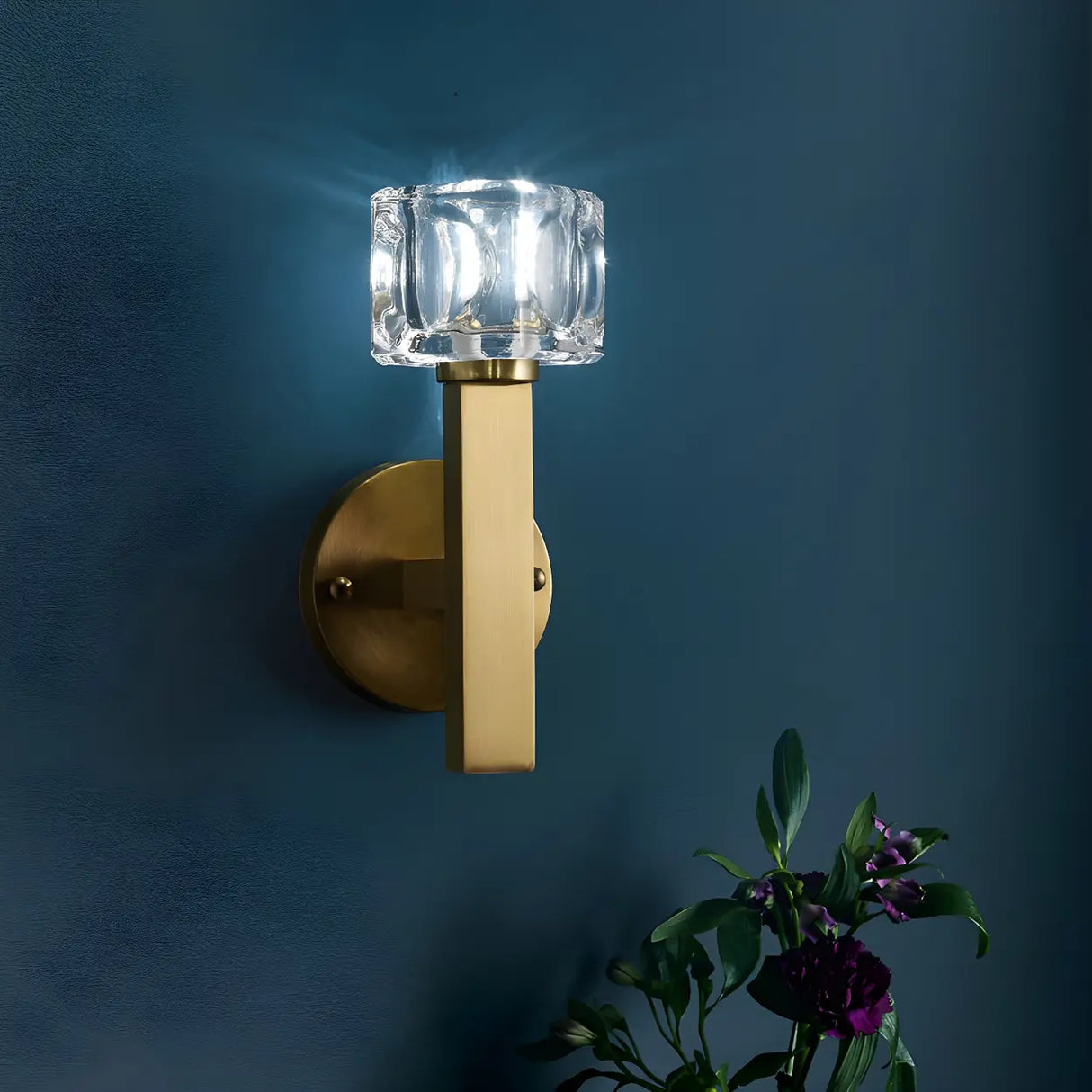 Elegant Crystal Glass Gold LED Vanity Light Fixture Image - 15