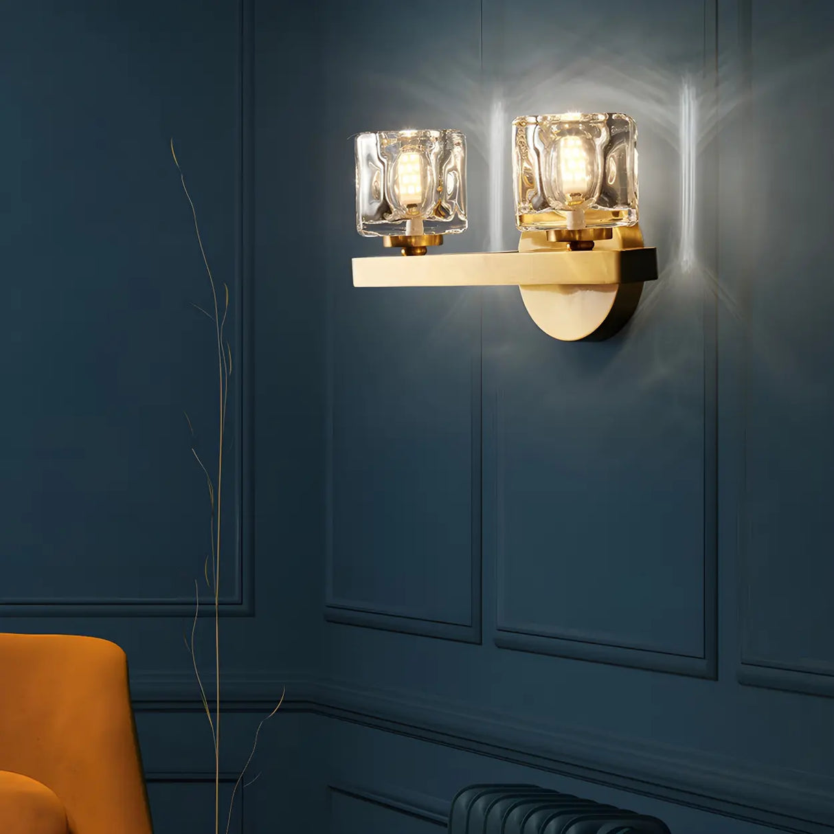 Elegant Crystal Glass Gold LED Vanity Light Fixture Image - 16