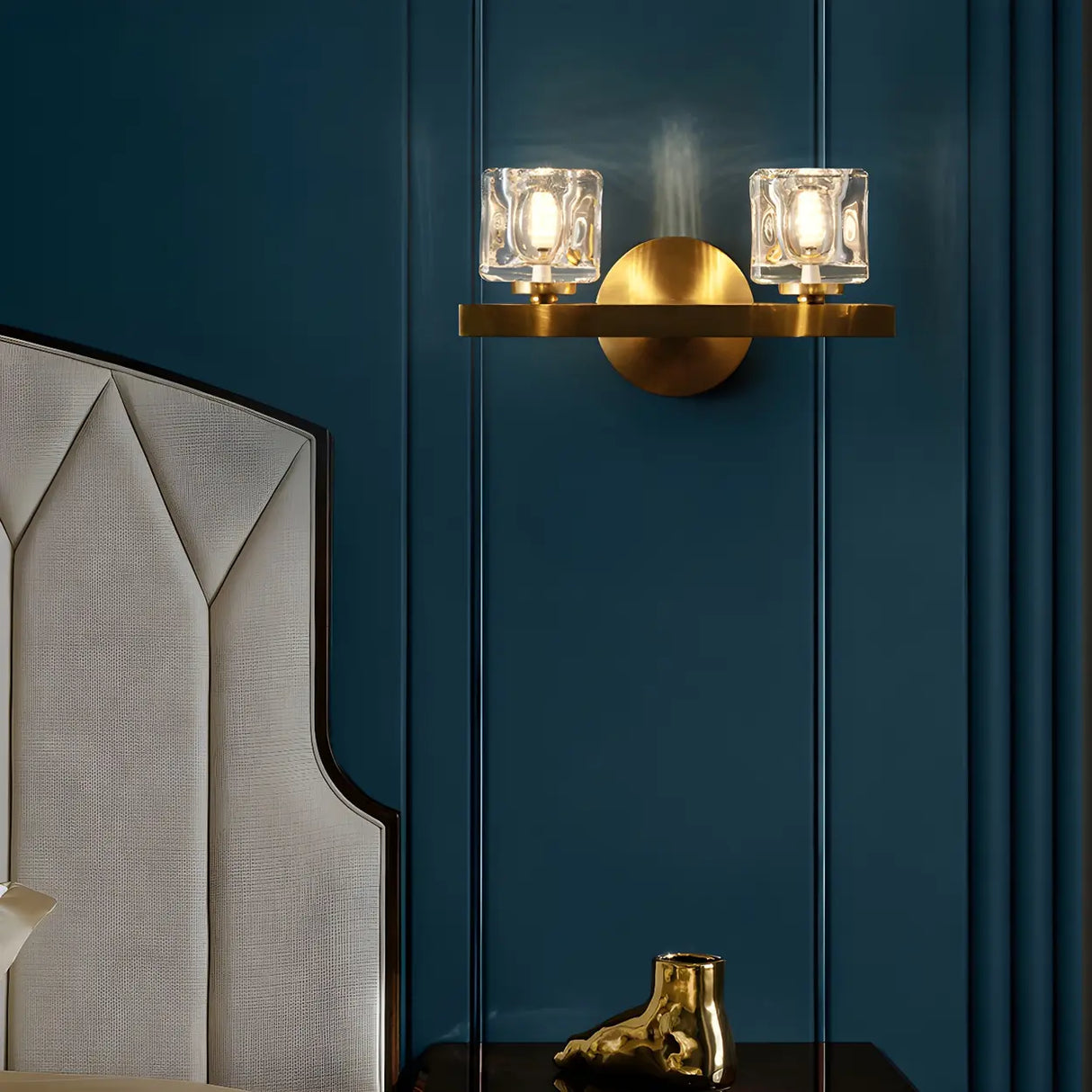 Elegant Crystal Glass Gold LED Vanity Light Fixture Image - 17