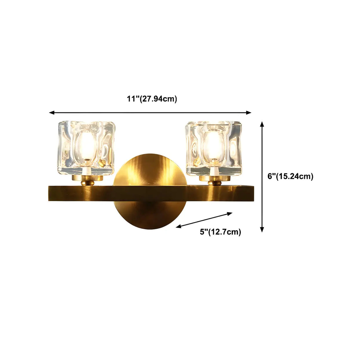 Elegant Crystal Glass Gold LED Vanity Light Fixture Image - 19