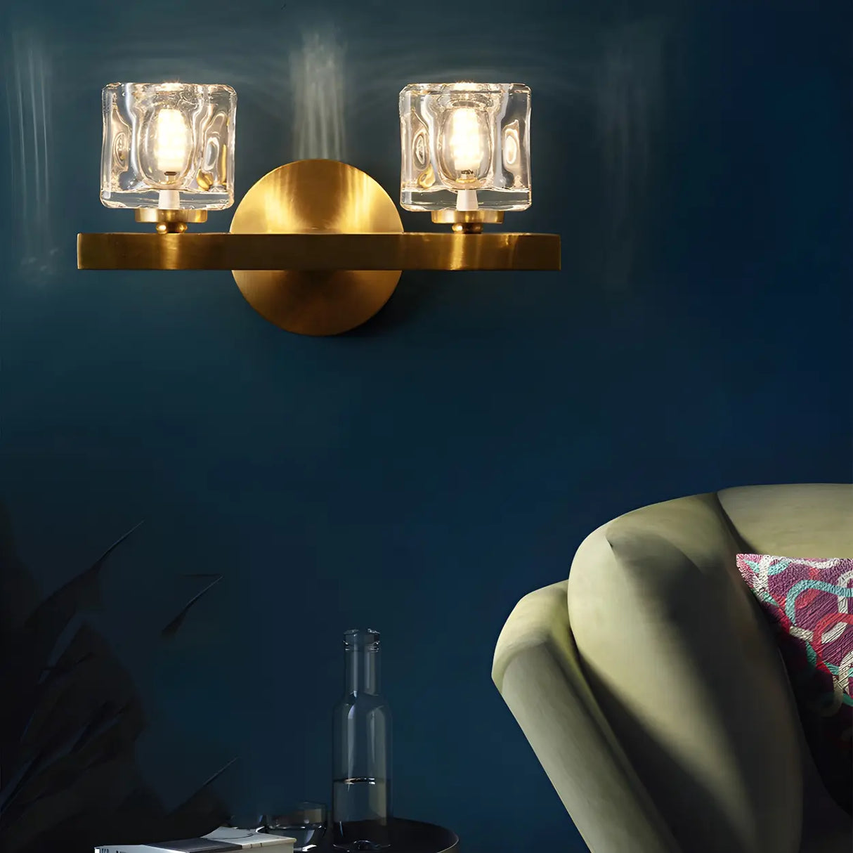 Elegant Crystal Glass Gold LED Vanity Light Fixture Image - 4