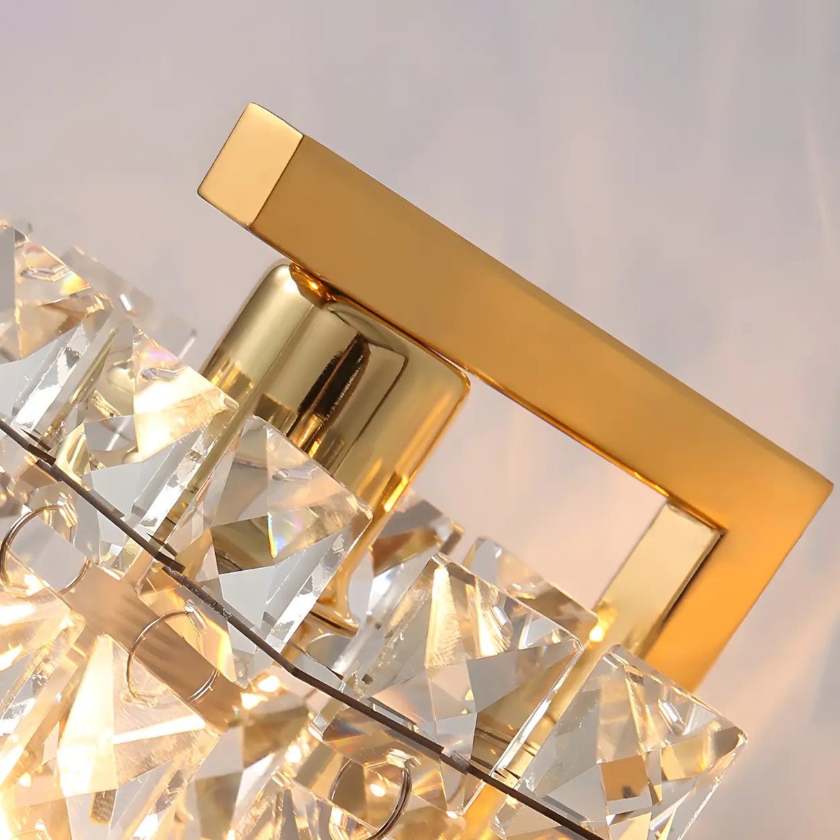 Elegant Crystal Wall Sconce Light with Gold Finish, 2-Light Image - 10