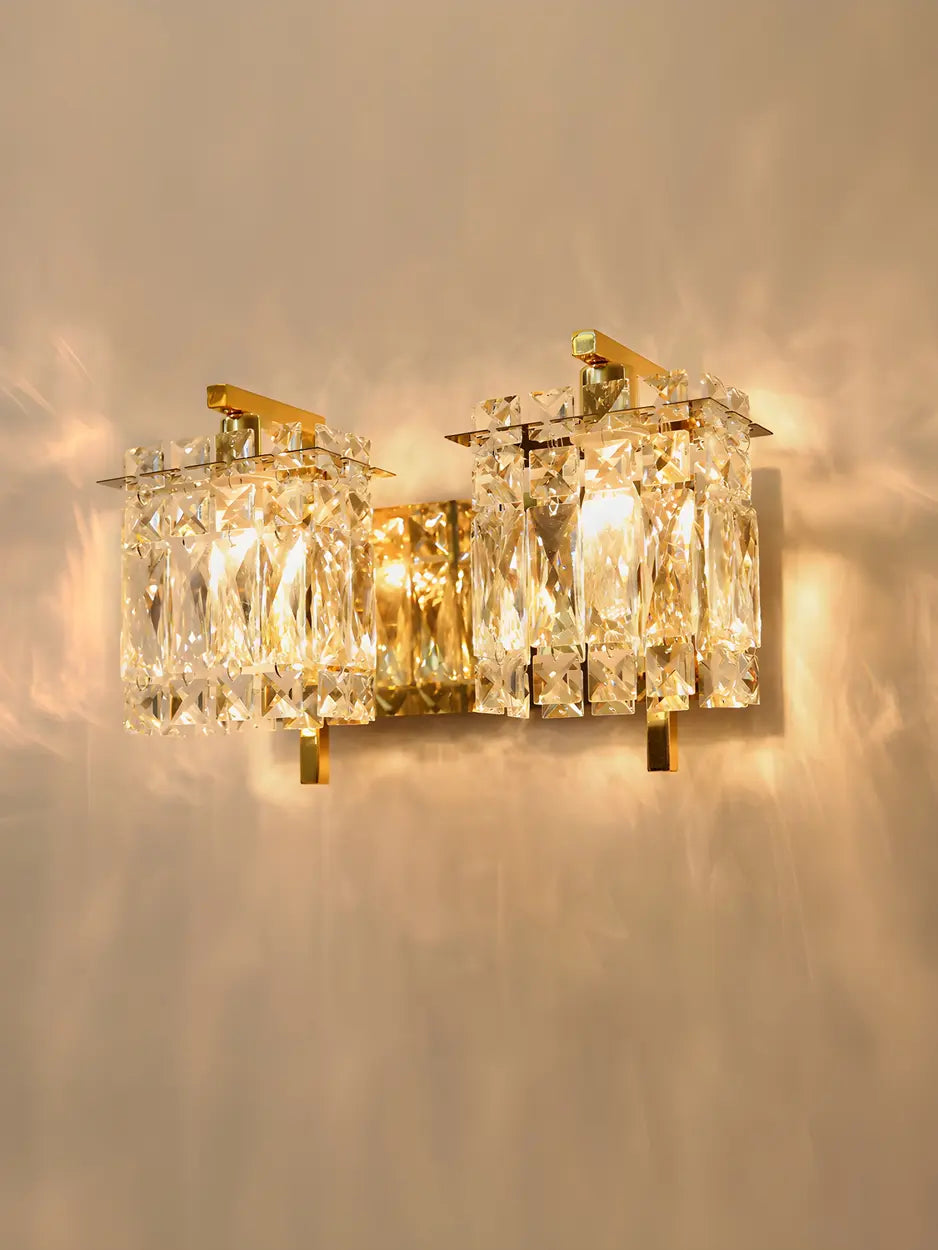 Elegant Crystal Wall Sconce Light with Gold Finish, 2-Light Image - 11