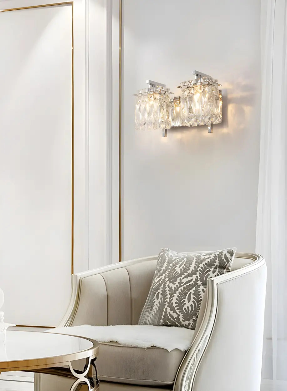 Elegant Crystal Wall Sconce Light with Gold Finish, 2-Light Image - 13