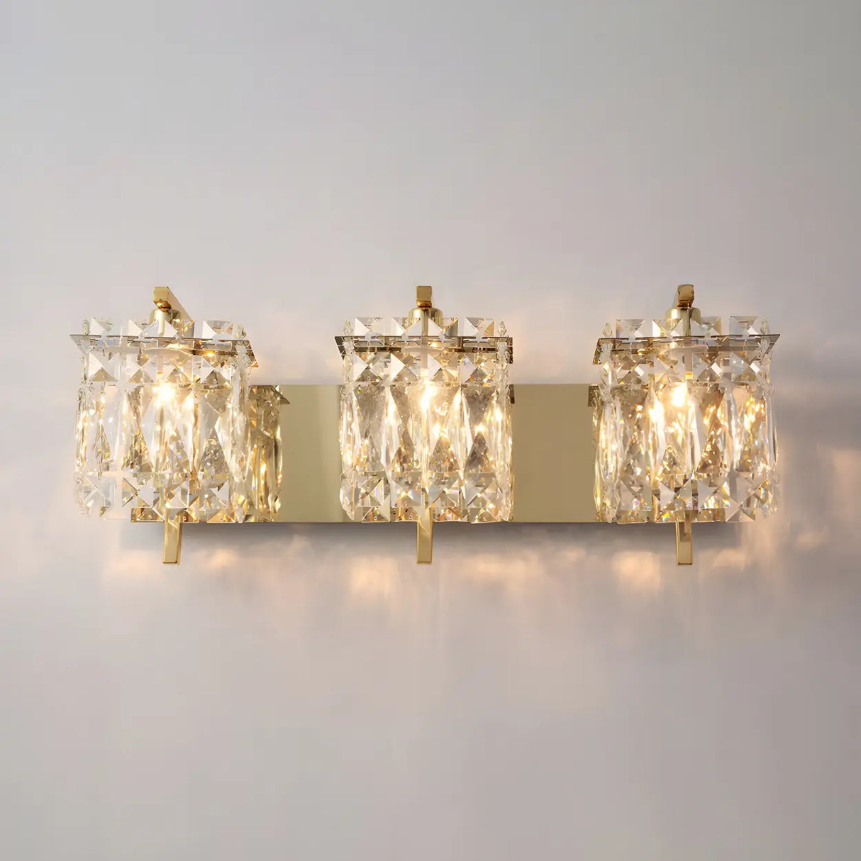 Elegant Crystal Wall Sconce Light with Gold Finish, 2-Light Image - 5