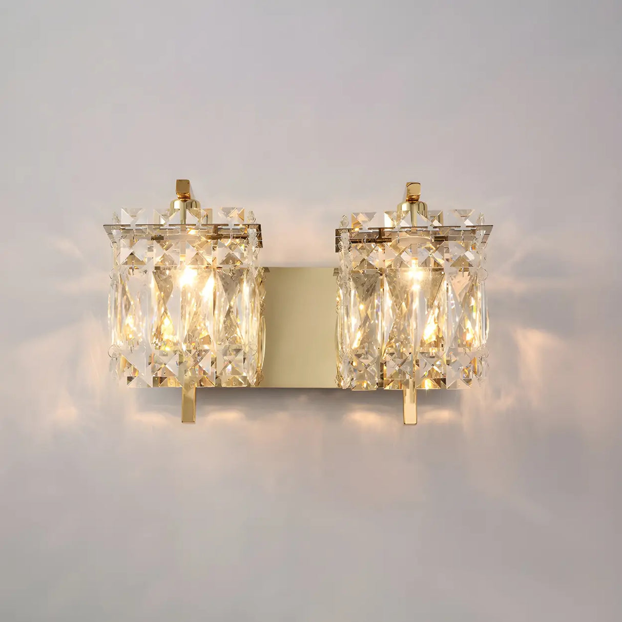 Elegant Crystal Wall Sconce Light with Gold Finish, 2-Light Image - 7
