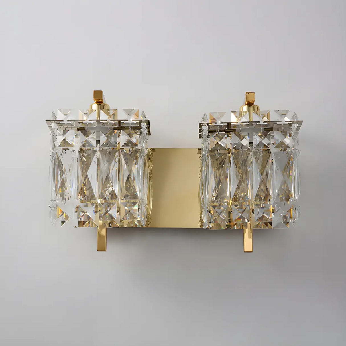 Elegant Crystal Wall Sconce Light with Gold Finish, 2-Light Image - 8