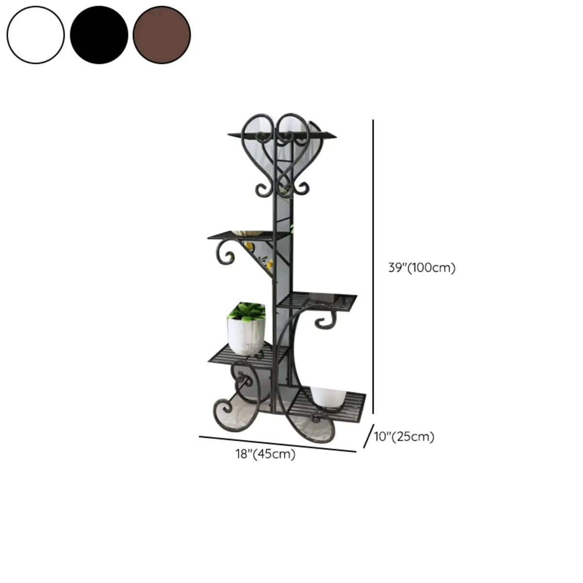 Elegant Curved Metal Base Floor Plant Stands Black Image - 16