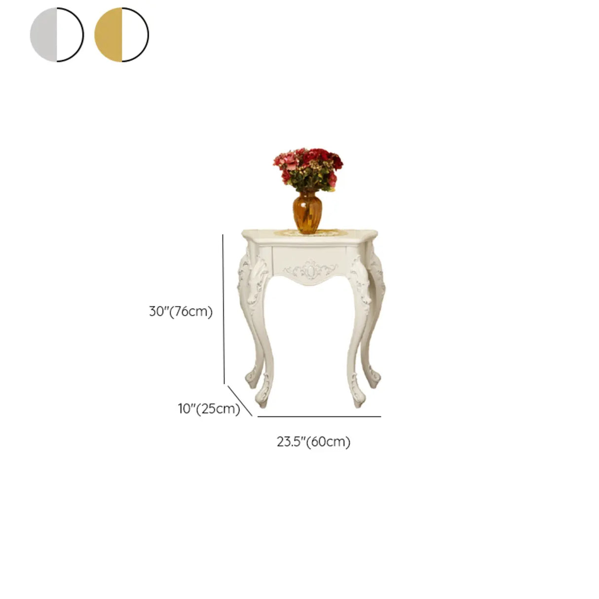 Elegant Curved Wood Cream Free Form Narrow Console Table