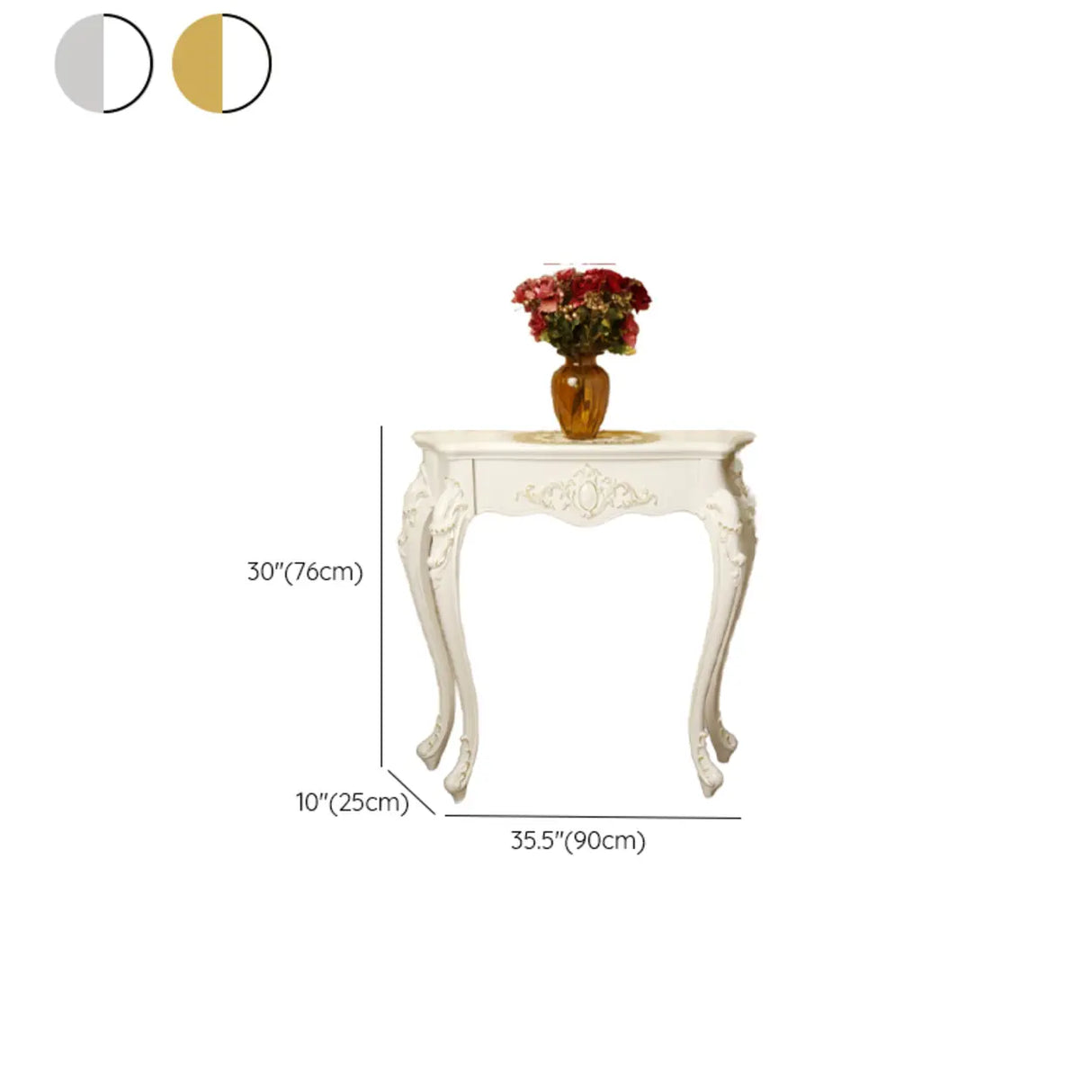 Elegant Curved Wood Cream Free Form Narrow Console Table Image - 21