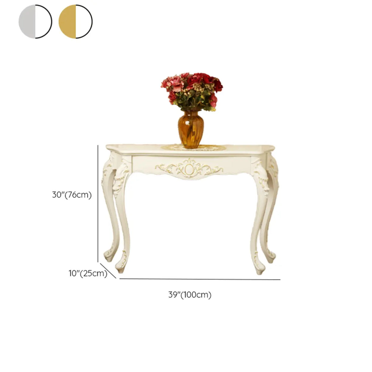 Elegant Curved Wood Cream Free Form Narrow Console Table Image - 22